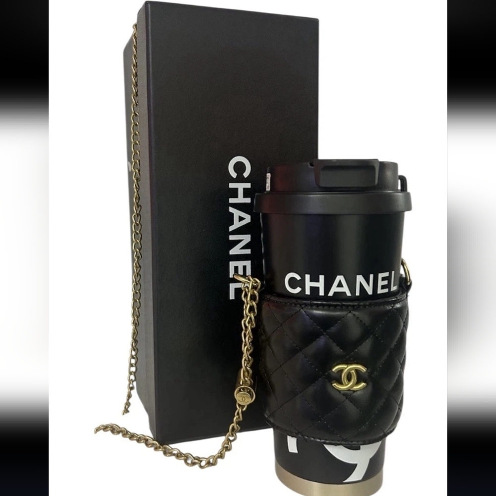 Black Quilted Crossbody Bag & Black Travel Coffee Tumbler Set - Picture 2 of 10